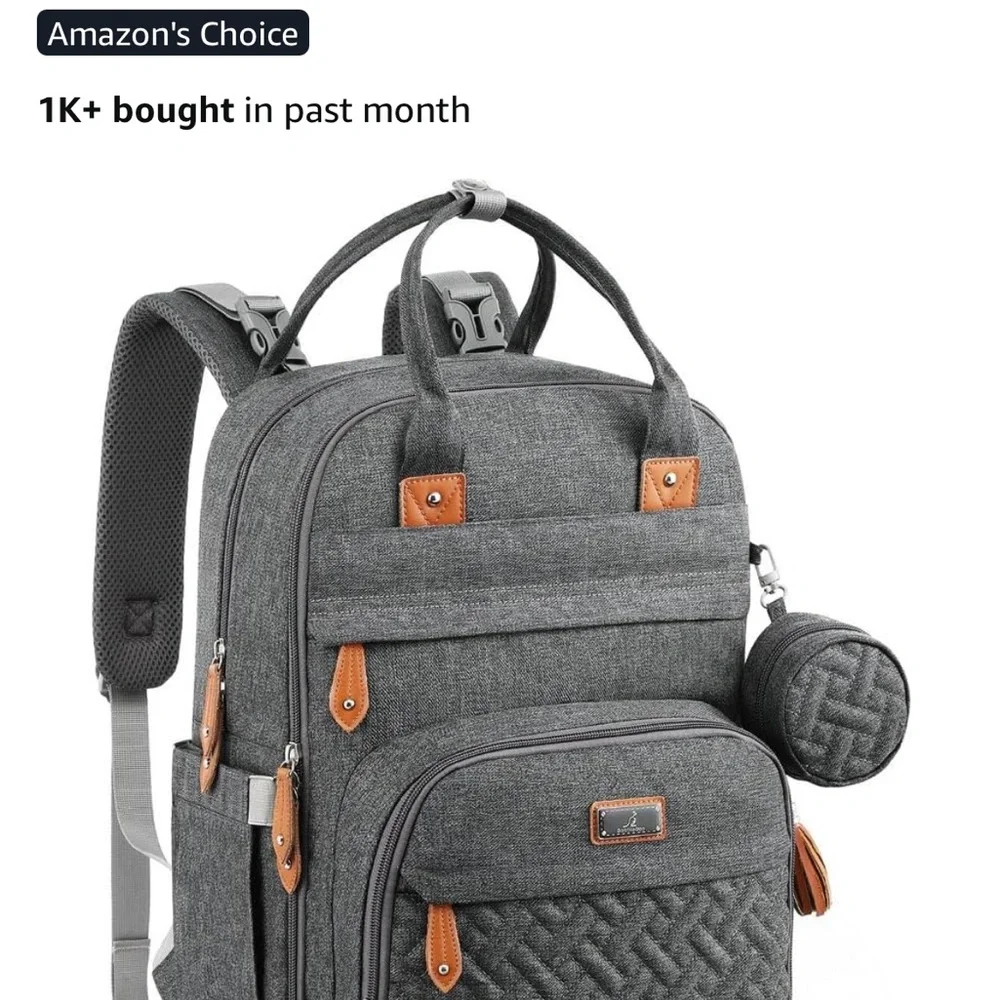 Chic Gray Backpack with Brown Details